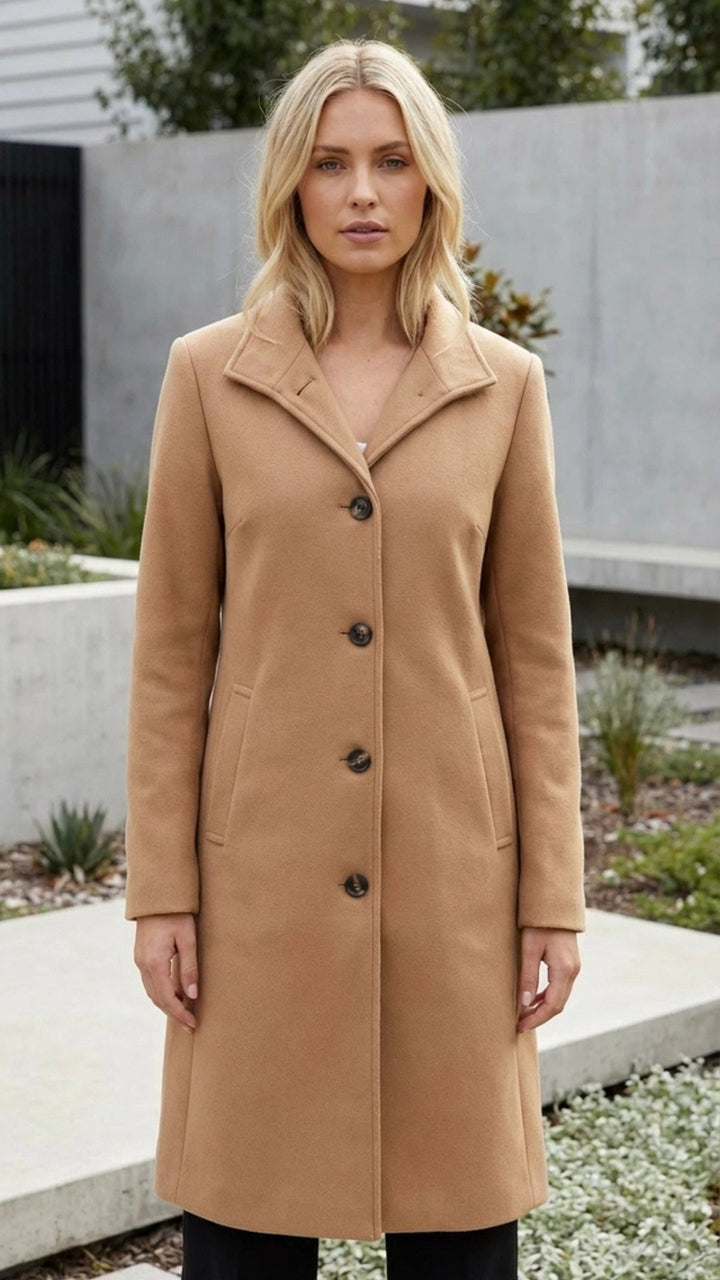 Women's Button-Up Long Coat - Everyday Warmth and Style