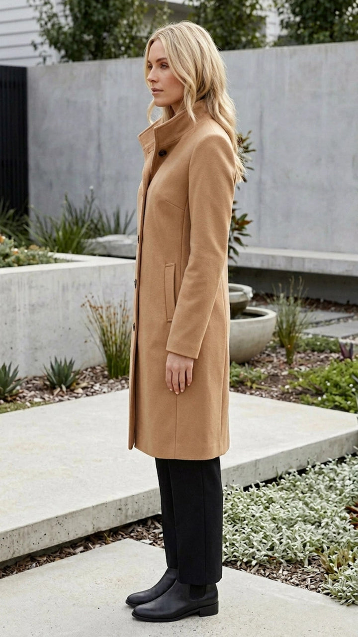 Women's Button-Up Long Coat - Everyday Warmth and Style