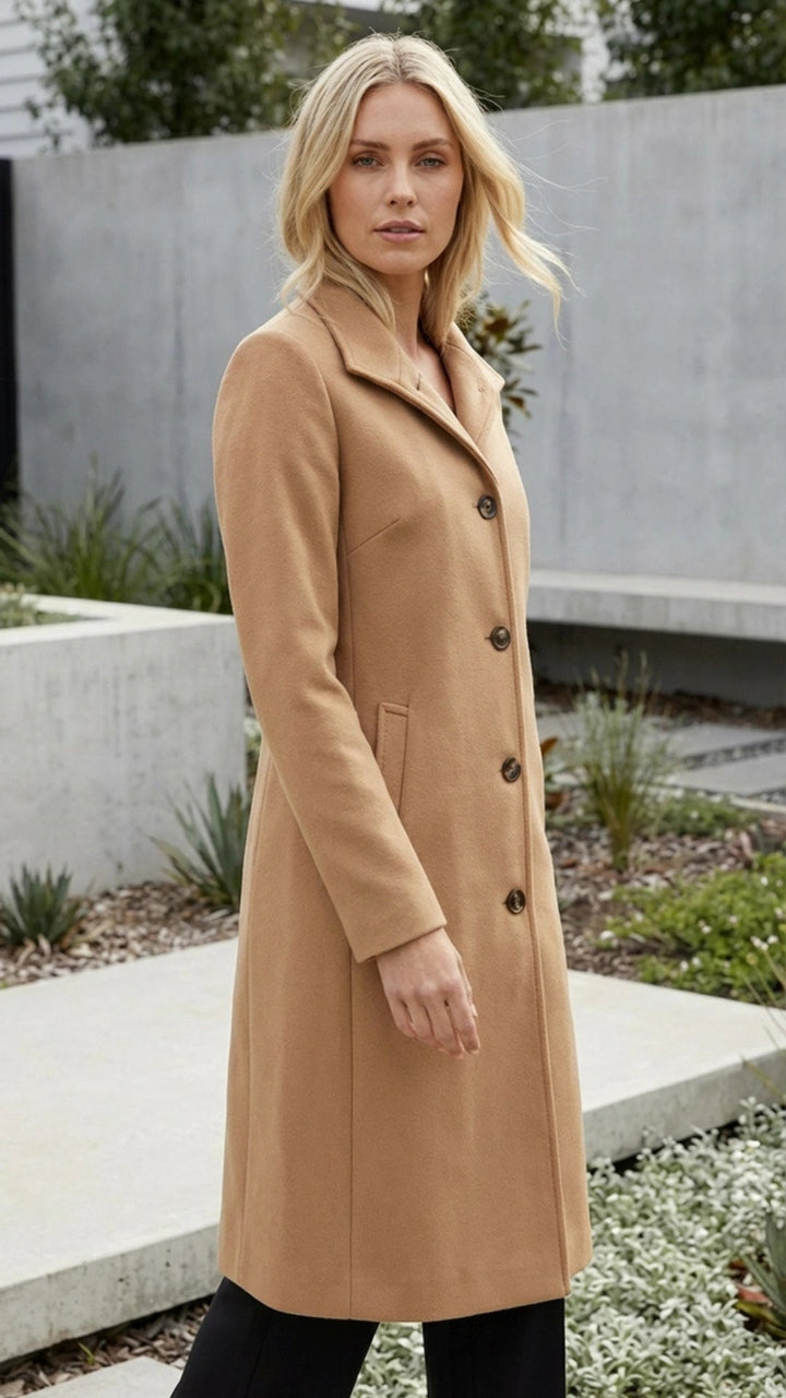Women's Button-Up Long Coat - Everyday Warmth and Style