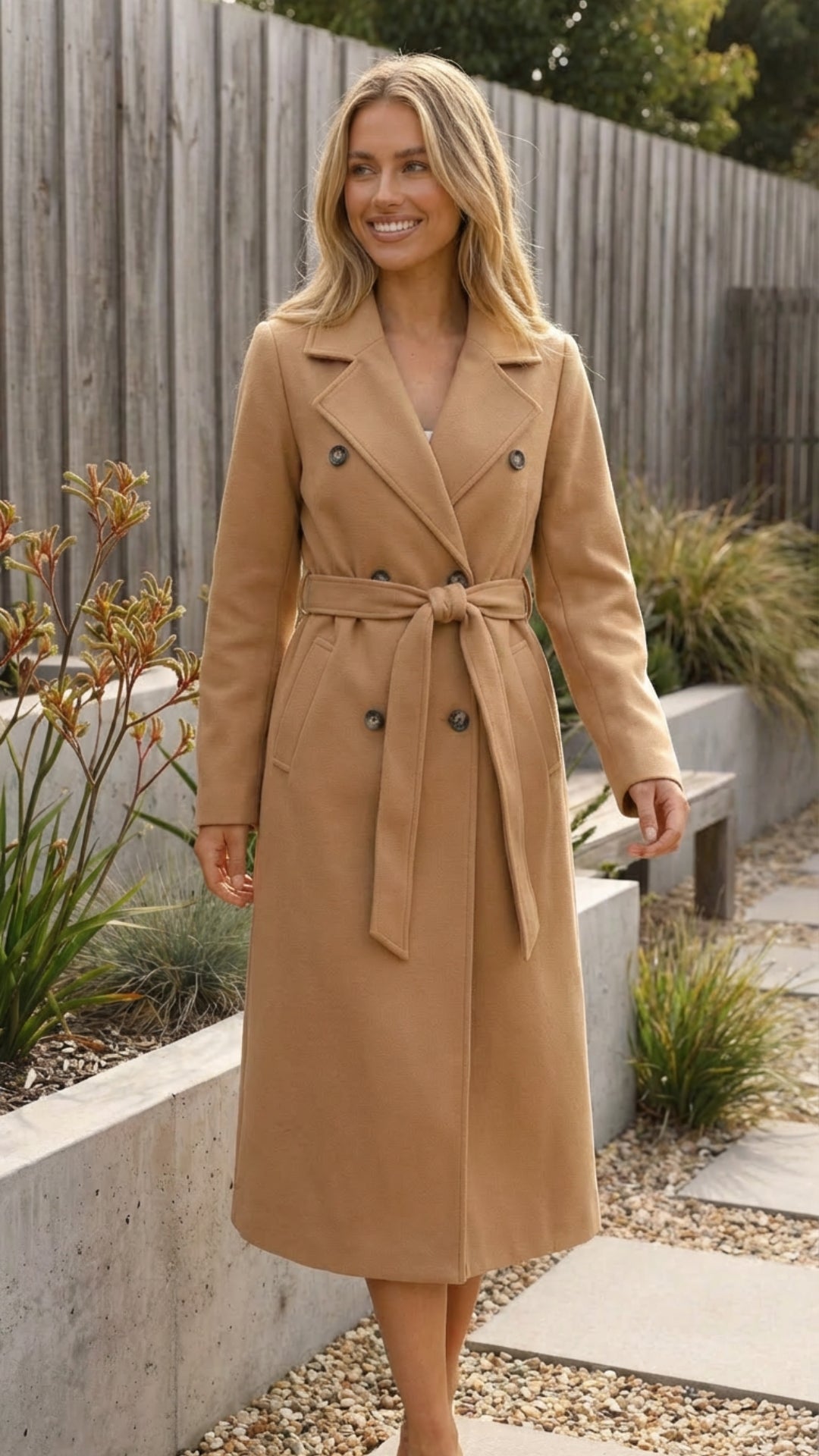 Women's Double-Breasted Long Trench Coat - Timeless Style