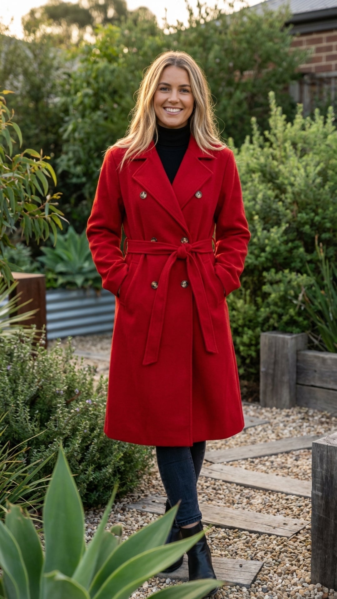 Women's Double-Breasted Long Trench Coat - Timeless Style