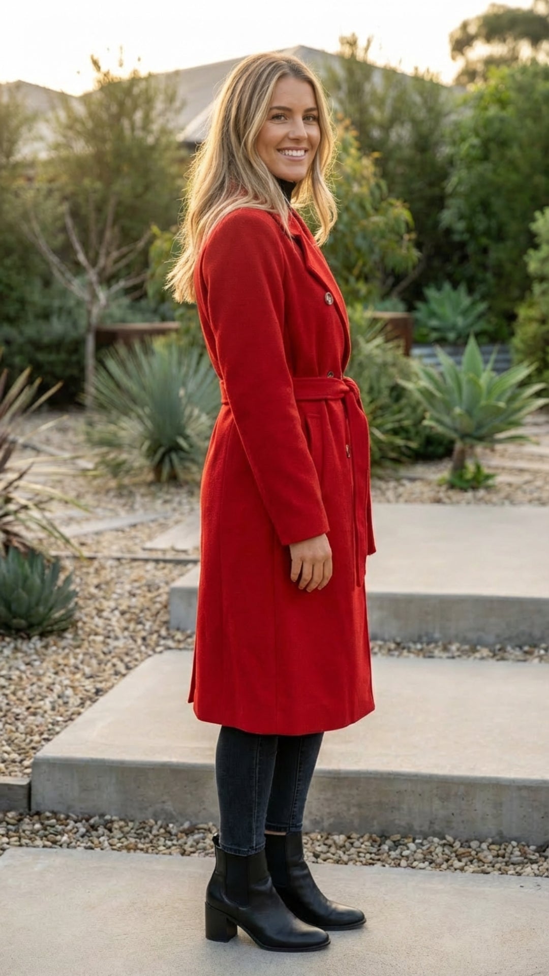 Women's Double-Breasted Long Trench Coat - Timeless Style