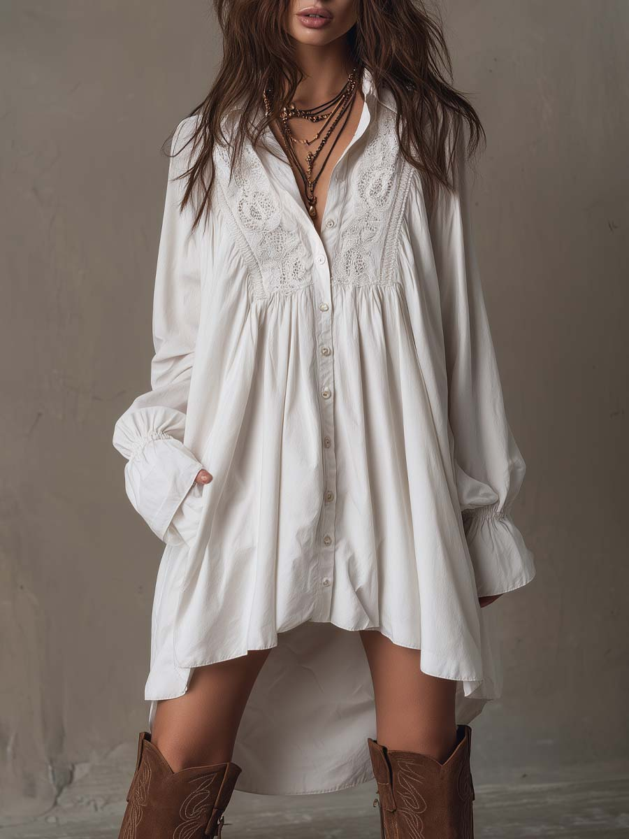Women's White Lace Midi Dress – Tropical Vacation Style