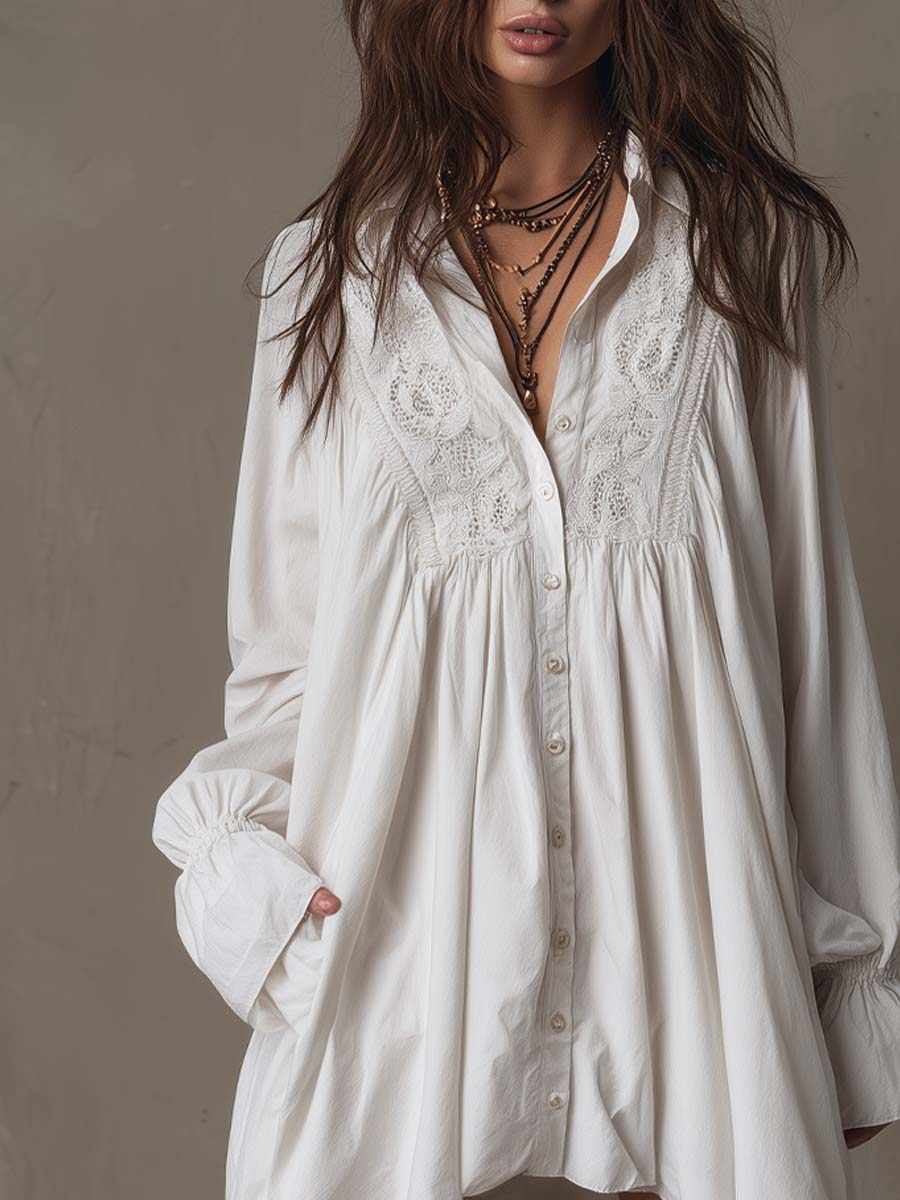 Women's White Lace Midi Dress – Tropical Vacation Style