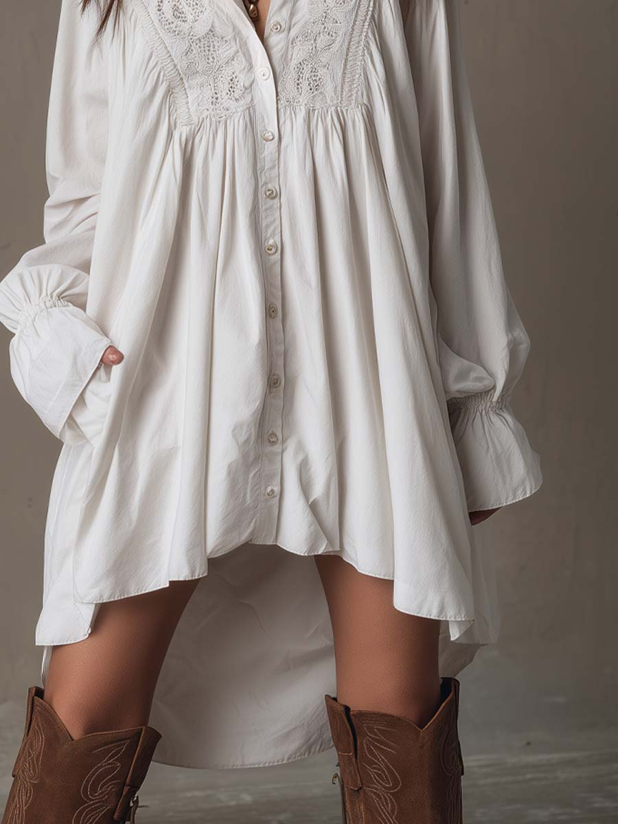 Women's White Lace Midi Dress – Tropical Vacation Style