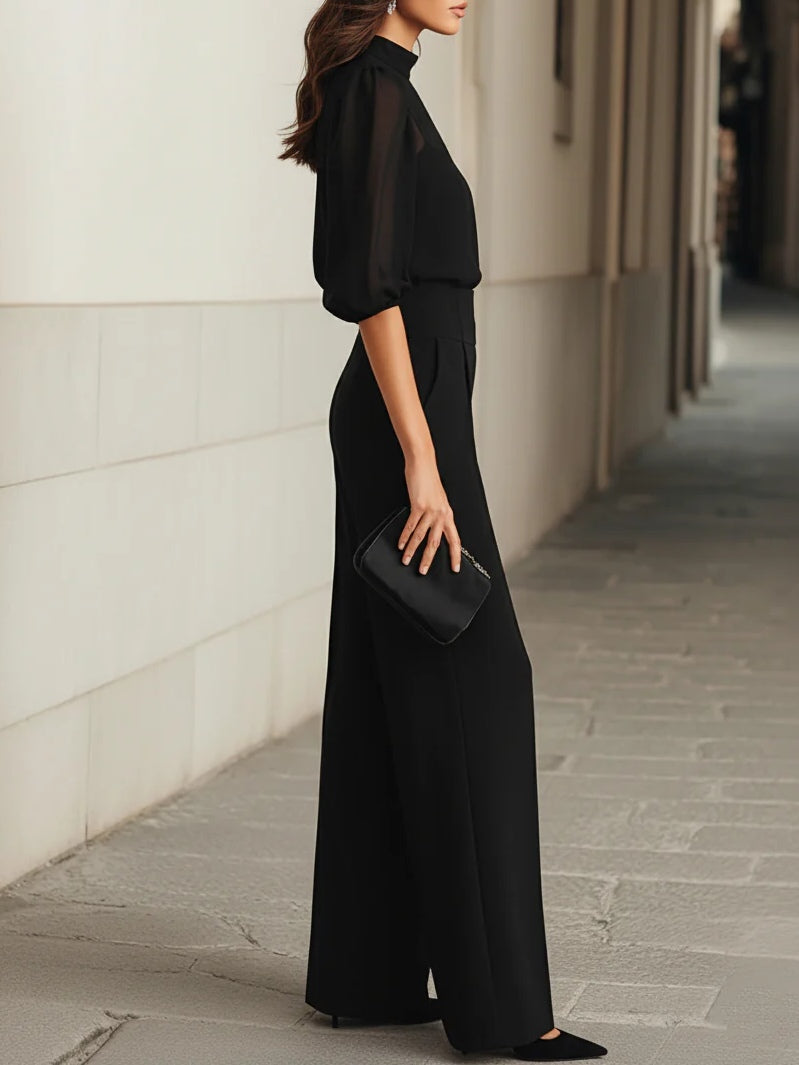 Women's Matching Set with Wide Pants - Elegant & Comfortable Everyday