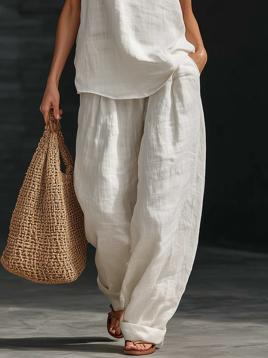 Women's Sleeveless Wide Leg Two-Piece Set - Everyday Elegance