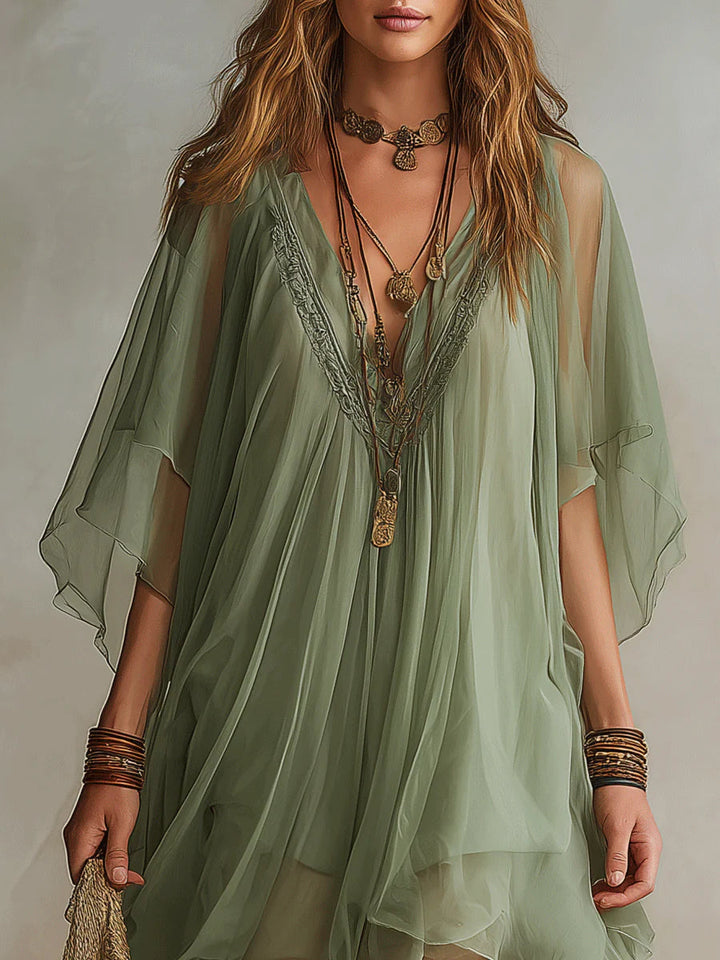 Women's Lightweight Layered Mini Dress - Effortless Bohemian Style