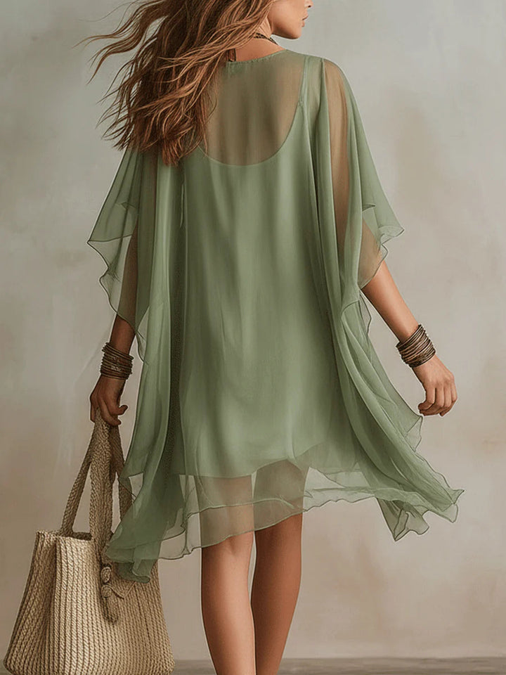Women's Lightweight Layered Mini Dress - Effortless Bohemian Style