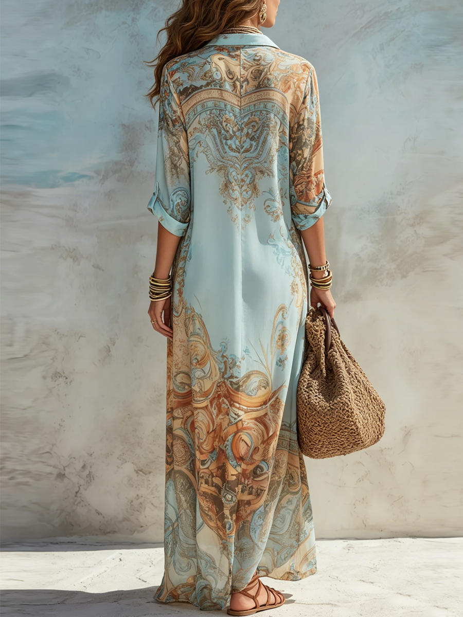 Women's Floral Maxi Dress - Relaxed Elegance for Holidays