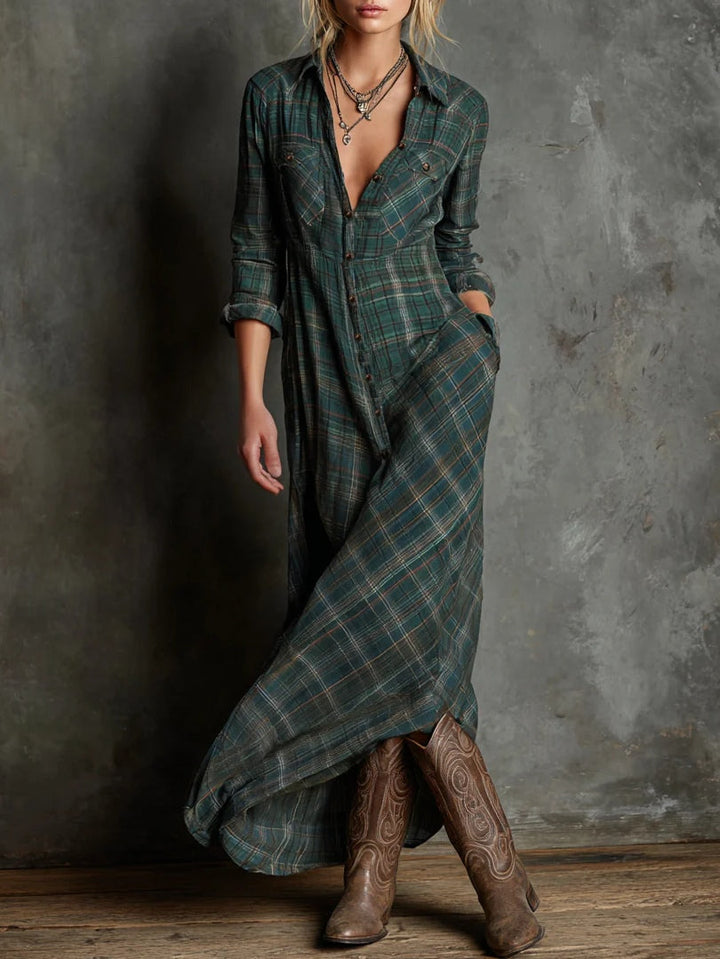 Women's Minimalist Collared Midi Dress - Effortless Office to Evening
