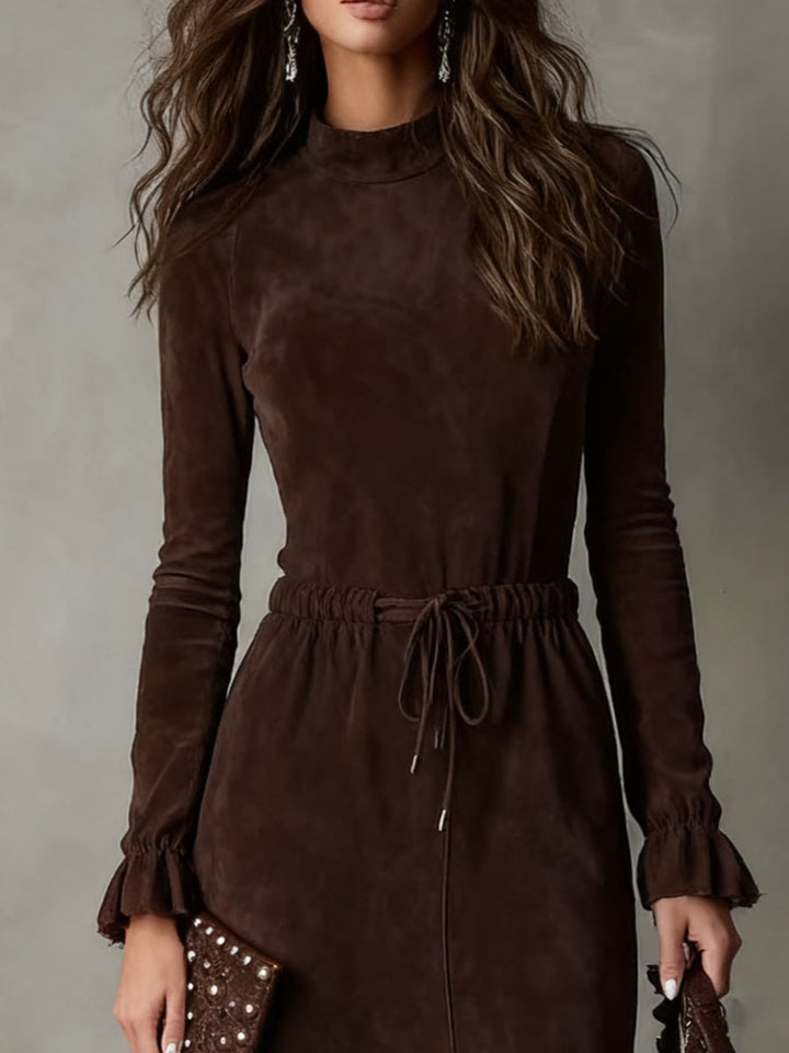Women's Suede Midi Dress - Effortless Elegance for Special Occasions