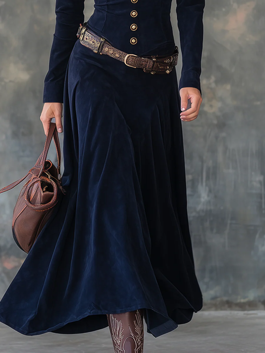 Women's Diana Suede Button Maxi Dress - Effortless Elegance