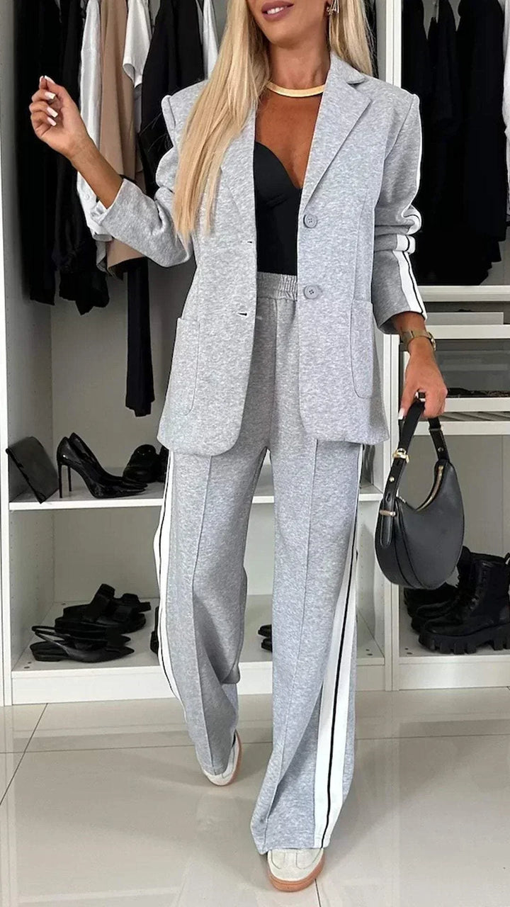 Women's Striped Suit Set - Effortless Office to Casual