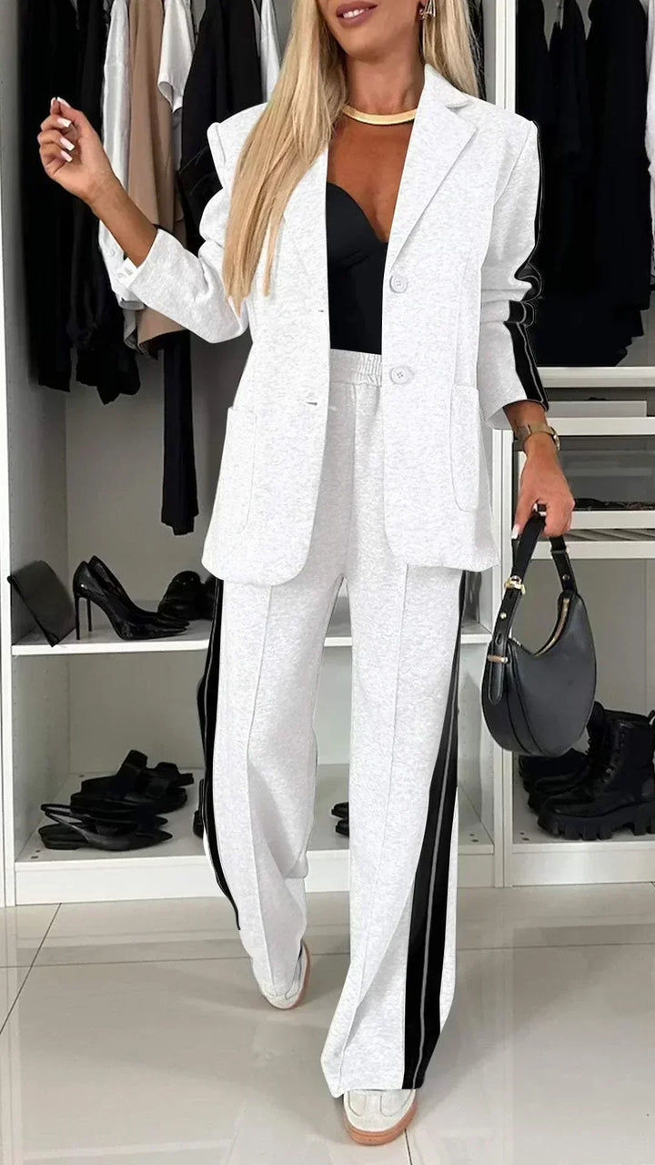 Women's Striped Suit Set - Effortless Office to Casual