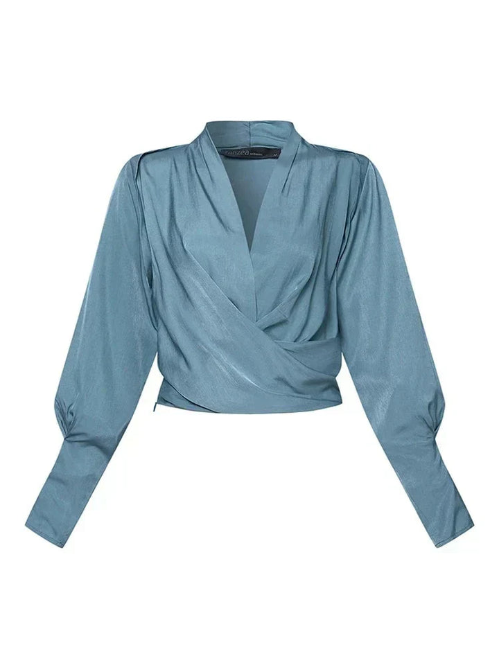 Women's Marielle Draped V-Neck Blouse - Effortless Sophistication