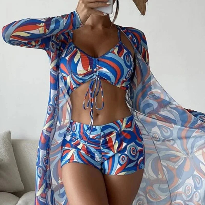 Women's 3-in-1 Bikini Top, Pants & Kimono - Beach Essential
