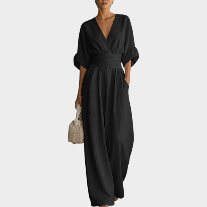 Women's Wide Leg Draped Jumpsuit - Effortless Elegance