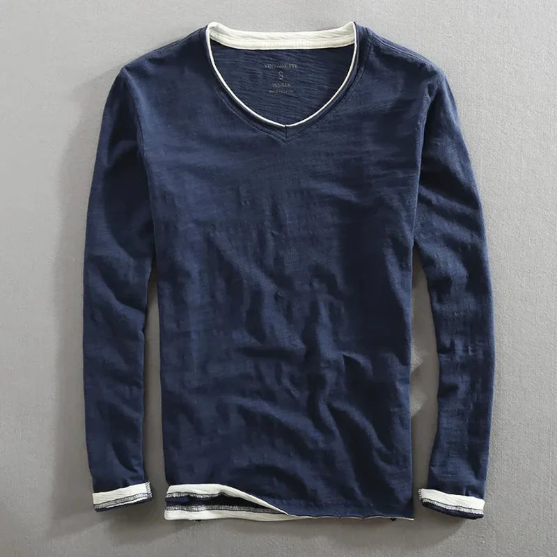 Men's James Layered Long Sleeve V-Neck Tee - Everyday Essential