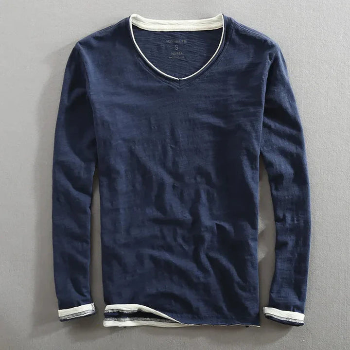 Men's James Layered Long Sleeve V-Neck Tee - Everyday Essential