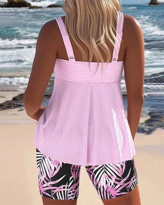 Women's Ribbed Tankini Swimsuit Set - Flattering Summer Style