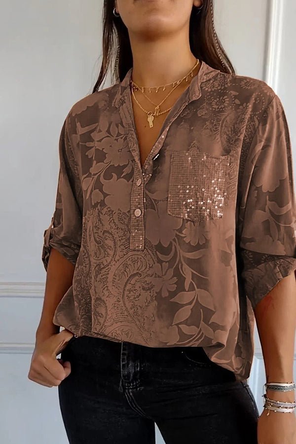 Women's Elegant Sequin Blouse - Effortless Sparkle for Day & Night