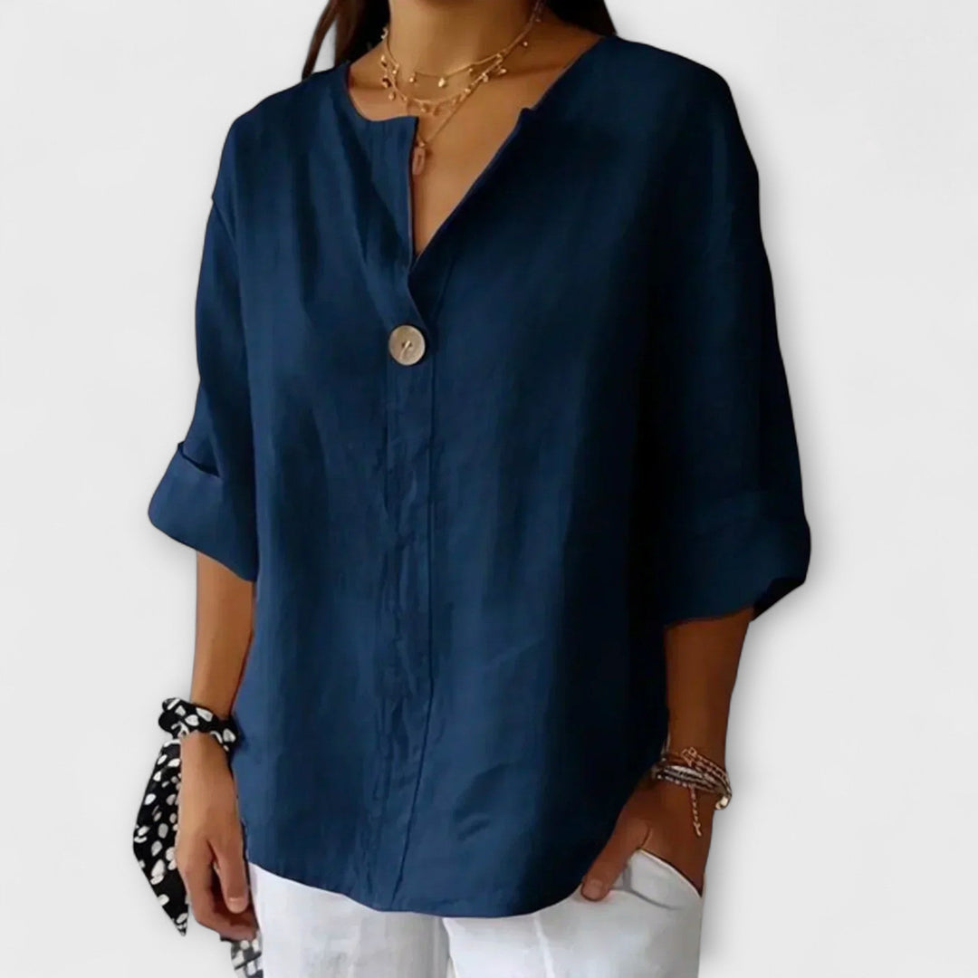 Women's Laidback Chic Button Blouse - Everyday Versatility