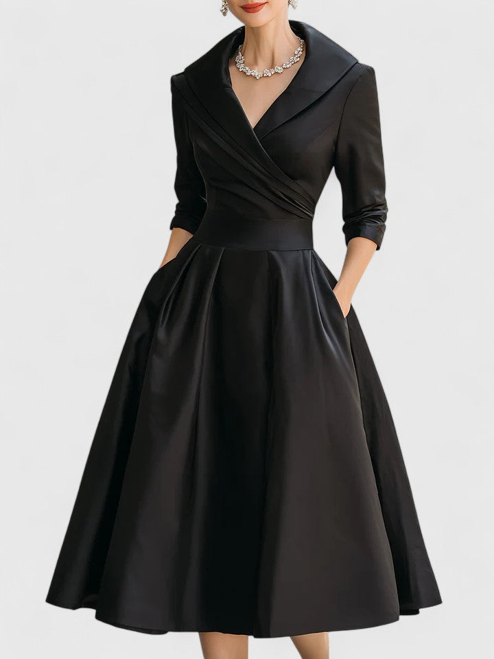 Women's Satin Midi Dress - Elegant and Flattering Gown