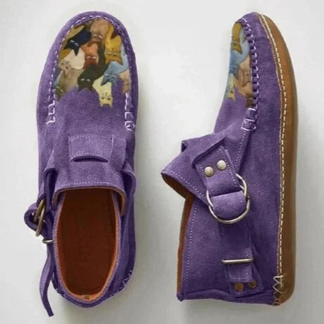 Women's Hand-Painted Suede Casual Shoes - Artistic Everyday Comfort