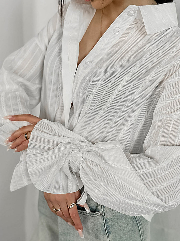 Embossed Jacquard Flared-Sleeve Shirt