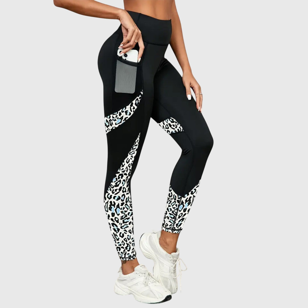 Women's High-Waisted Leopard Print Training Leggings - Athletic Style
