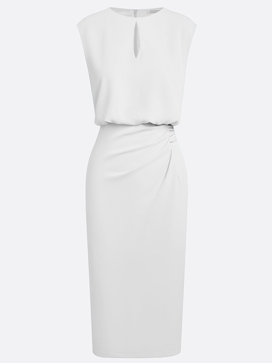 Women's Stretch Midi Dress with Side Drape - Effortless Elegance