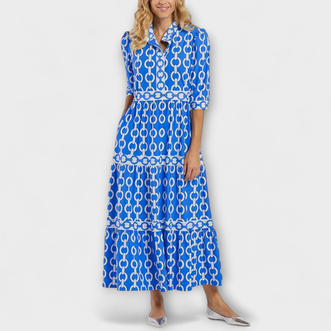 Women's Chain Print Midi Dress – Effortless Elegance
