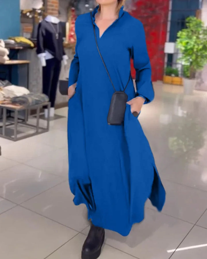 Women's Long Flowy Dress with Side Slits - Elegant for Special