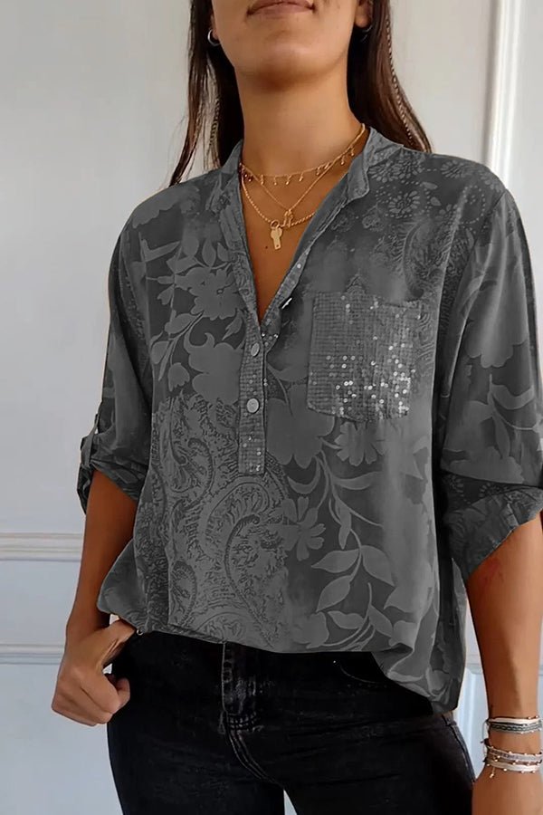 Women's Elegant Sequin Blouse - Effortless Sparkle for Day & Night