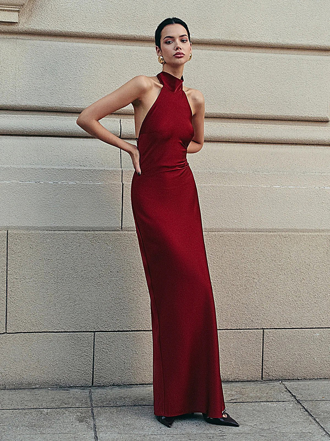 Halter Neck Backless Mermaid Evening Gown