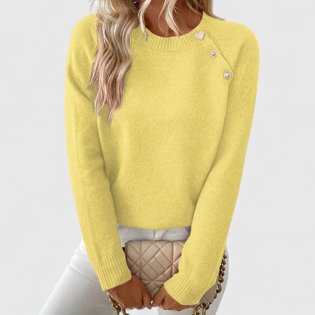 Women's Pearl Button Sweater - Elegant Everyday Style