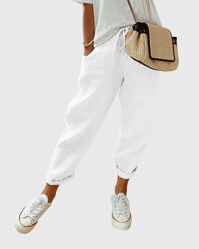 Women's High Waist Elastic Waist Pants - Everyday Comfort & Style