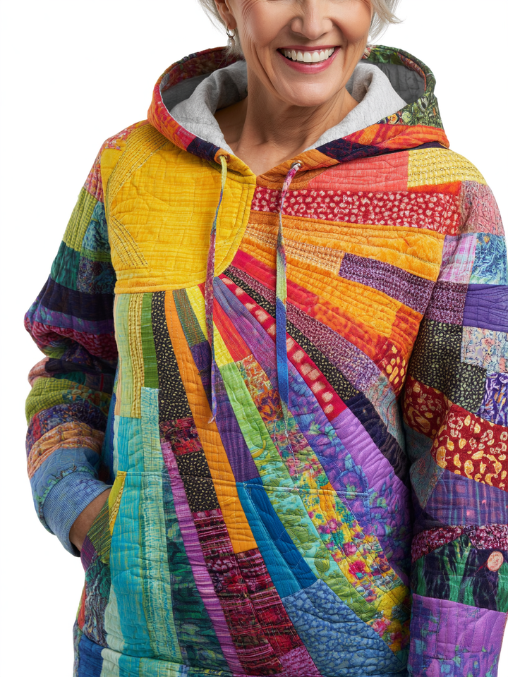Women's Aurora Patchwork Hoodie - Artistic Everyday Comfort