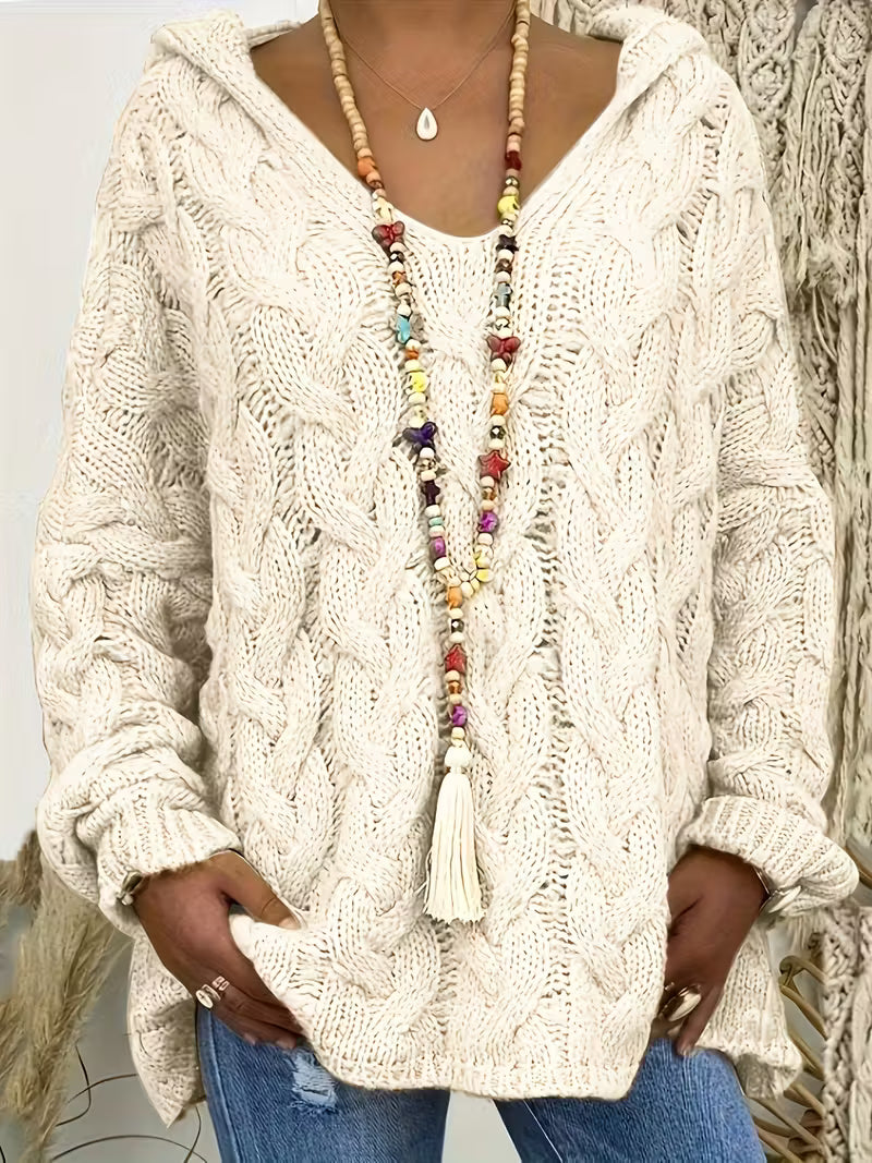 Women's Isla Chunky Knit Hooded Sweater - Cozy Cable-Knit