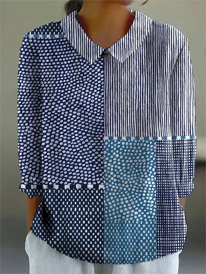 Women's Patchwork Print Relaxed Fit Blouse - Everyday Versatility