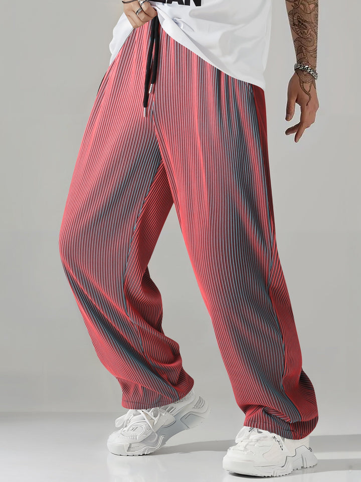 Men's Lightweight Striped Trousers – Straight-Leg Drawstring