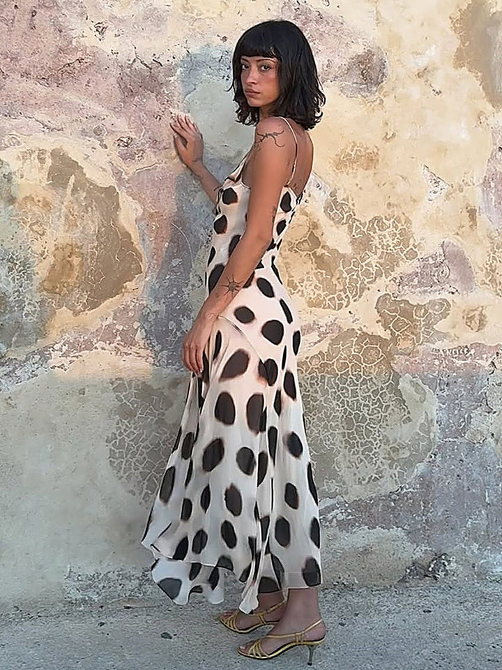 Leopard Print Slit Cami Dress