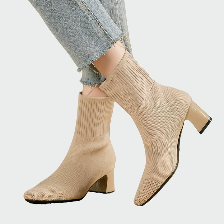 Women's Knitted Ankle Boots - Comfortable All-Day Style
