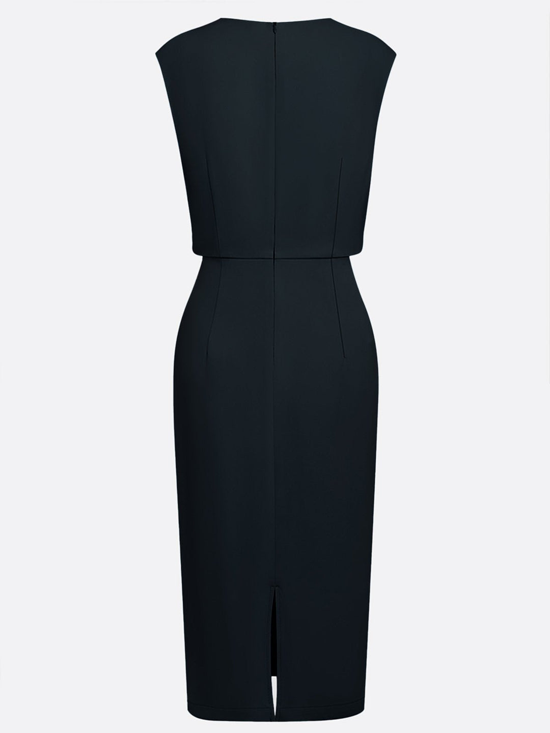 Women's Stretch Midi Dress with Side Drape - Effortless Elegance