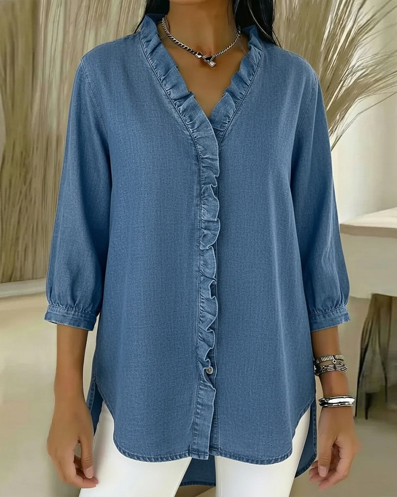 Women's Elegant Ruffle Blouse - Feminine and Sophisticated