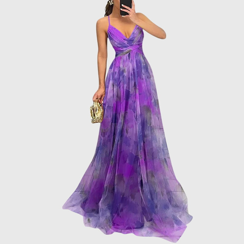 Women's Floral Print Maxi Dress - Effortless Summer Elegance