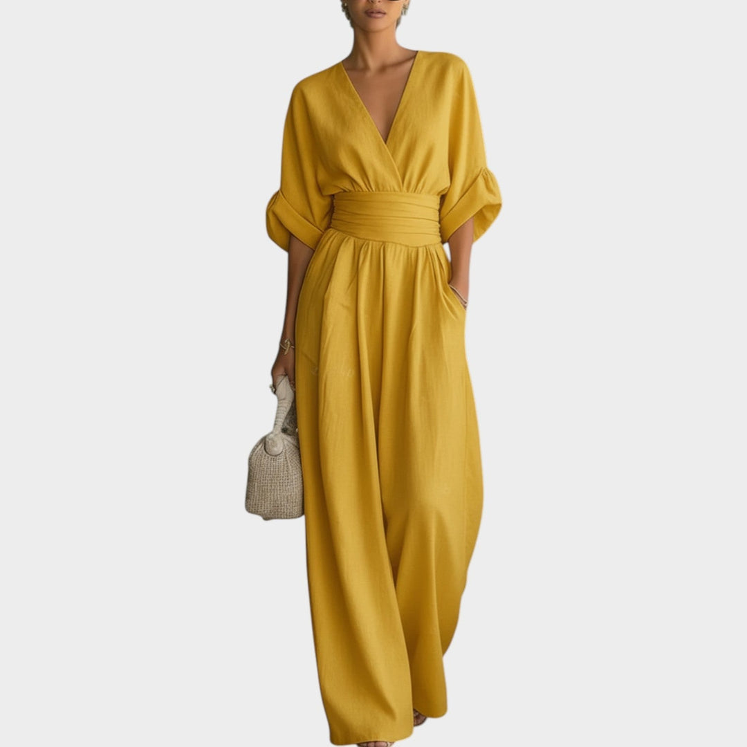 Women's Wide Leg Draped Jumpsuit - Effortless Elegance