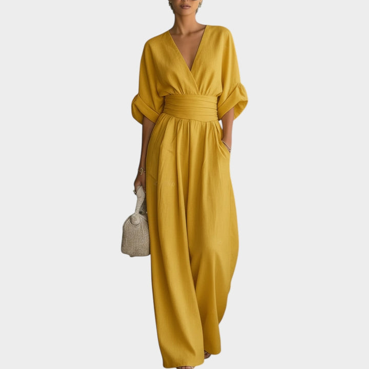 Women's Wide Leg Draped Jumpsuit - Effortless Elegance