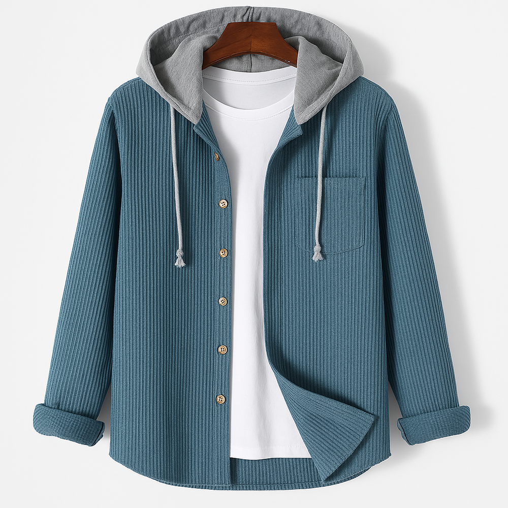 Men's Corduroy Button-Up Hoodie – Ridge Textured Layer